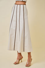 Load image into Gallery viewer, NEWEST ARRIVAL Cream/Brown Contrast Binding Midi Skirt Set
