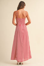 Load image into Gallery viewer, NEWEST ARRIVAL Red/White Striped Bustier Maxi Dress
