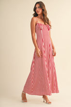 Load image into Gallery viewer, NEWEST ARRIVAL Red/White Striped Bustier Maxi Dress
