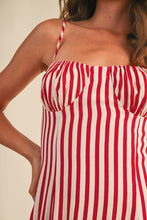 Load image into Gallery viewer, NEWEST ARRIVAL Red/White Striped Bustier Maxi Dress

