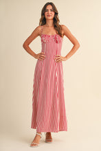 Load image into Gallery viewer, NEWEST ARRIVAL Red/White Striped Bustier Maxi Dress
