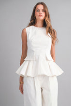 Load image into Gallery viewer, NEWEST ARRIVAL *PREORDER 7/2* White Denim Peplum Pants Set

