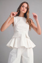 Load image into Gallery viewer, NEWEST ARRIVAL *PREORDER 7/2* White Denim Peplum Pants Set
