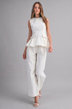 Load image into Gallery viewer, NEWEST ARRIVAL *PREORDER 7/2* White Denim Peplum Pants Set
