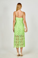 Load image into Gallery viewer, NEWEST ARRIVAL Lime Green Embroidered Lace Cami Midi Dress
