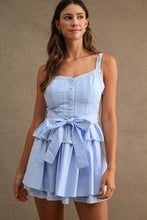 Load image into Gallery viewer, NEWEST ARRIVAL Blue Peplum Mini Skirt Set
