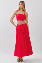 Load image into Gallery viewer, NEWEST ARRIVAL *PREORDER 7/29* Red Scallop Studded Crop Midi Skirt Set
