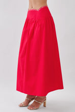 Load image into Gallery viewer, NEWEST ARRIVAL *PREORDER 7/29* Red Scallop Studded Crop Midi Skirt Set
