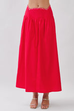 Load image into Gallery viewer, NEWEST ARRIVAL *PREORDER 7/29* Red Scallop Studded Crop Midi Skirt Set

