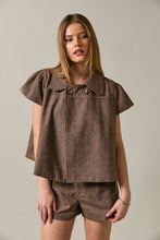 Load image into Gallery viewer, NEWEST ARRIVAL *PREORDER 8/28* Brown Houndstooth Short Sleeve Shorts Set
