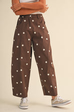 Load image into Gallery viewer, NEWEST ARRIVAL Brown/White Polka Dot Barrel Jeans
