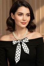 Load image into Gallery viewer, NEWEST ARRIVAL Black Polka Dot Perl Scarf Necklace

