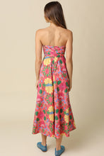Load image into Gallery viewer, NEWEST ARRIVAL Pink Floral Strapless Midi Dress
