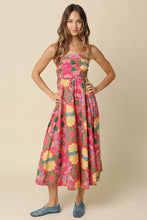 Load image into Gallery viewer, NEWEST ARRIVAL Pink Floral Strapless Midi Dress

