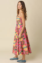 Load image into Gallery viewer, NEWEST ARRIVAL Pink Floral Strapless Midi Dress
