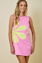 Load image into Gallery viewer, NEWEST ARRIVAL *PREORDER 2/26* Pink/Yellow Side Flower Mini Dress

