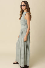 Load image into Gallery viewer, NEWEST ARRIVAL Sage Polka Dot Ruched Maxi Dress
