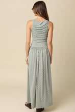 Load image into Gallery viewer, NEWEST ARRIVAL Sage Polka Dot Ruched Maxi Dress
