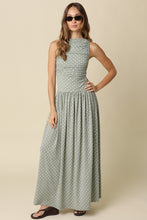 Load image into Gallery viewer, NEWEST ARRIVAL Sage Polka Dot Ruched Maxi Dress
