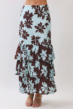 Load image into Gallery viewer, NEWEST ARRIVAL Blue/Brown Floral Crop Maxi Skirt Set
