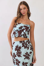 Load image into Gallery viewer, NEWEST ARRIVAL Blue/Brown Floral Crop Maxi Skirt Set
