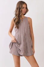 Load image into Gallery viewer, NEWEST ARRIVAL *PREORDER 9/6* Brown Gingham Flare Romper
