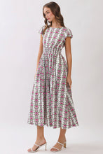 Load image into Gallery viewer, NEWEST ARRIVAL Off White/Pink Floral Smocked Waist Midi Dress
