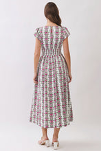 Load image into Gallery viewer, NEWEST ARRIVAL Off White/Pink Floral Smocked Waist Midi Dress
