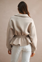 Load image into Gallery viewer, NEWEST ARRIVAL Taupe Scuba Peplum Jacket
