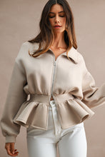 Load image into Gallery viewer, NEWEST ARRIVAL Taupe Scuba Peplum Jacket
