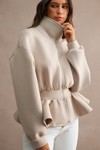 Load image into Gallery viewer, NEWEST ARRIVAL Taupe Scuba Peplum Jacket
