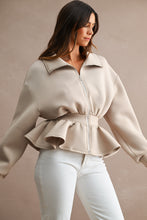 Load image into Gallery viewer, NEWEST ARRIVAL Taupe Scuba Peplum Jacket
