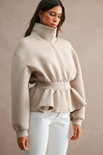 Load image into Gallery viewer, NEWEST ARRIVAL Taupe Scuba Peplum Jacket
