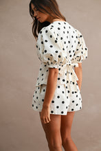 Load image into Gallery viewer, NEWEST ARRIVAL White/Black Polka Dot Single Button Shorts Set
