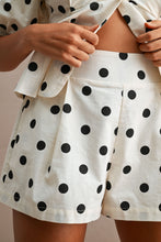 Load image into Gallery viewer, NEWEST ARRIVAL White/Black Polka Dot Single Button Shorts Set
