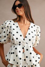 Load image into Gallery viewer, NEWEST ARRIVAL White/Black Polka Dot Single Button Shorts Set
