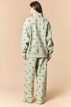 Load image into Gallery viewer, NEWEST ARRIVAL Sage Green Polka Dot Quarter Zip Sweats Set
