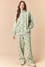 Load image into Gallery viewer, NEWEST ARRIVAL Sage Green Polka Dot Quarter Zip Sweats Set
