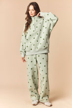 Load image into Gallery viewer, NEWEST ARRIVAL Sage Green Polka Dot Quarter Zip Sweats Set
