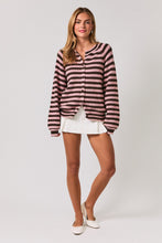 Load image into Gallery viewer, NEWEST ARRIVAL Brown/Pink Striped Oversized Cardigan
