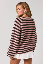 Load image into Gallery viewer, NEWEST ARRIVAL Brown/Pink Striped Oversized Cardigan

