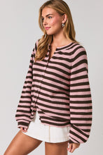 Load image into Gallery viewer, NEWEST ARRIVAL Brown/Pink Striped Oversized Cardigan
