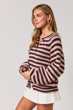 Load image into Gallery viewer, NEWEST ARRIVAL Brown/Pink Striped Oversized Cardigan
