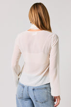 Load image into Gallery viewer, NEWEST ARRIVAL White Sheer Button Down Neck Tie Blouse
