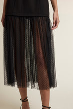Load image into Gallery viewer, NEWEST ARRIVAL Black Pleated Dotted Mesh Contrast Midi Dress
