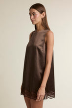 Load image into Gallery viewer, NEWEST ARRIVAL Chocolate Brown Satin Lace Mini Dress
