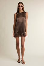 Load image into Gallery viewer, NEWEST ARRIVAL Chocolate Brown Satin Lace Mini Dress
