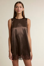 Load image into Gallery viewer, NEWEST ARRIVAL Chocolate Brown Satin Lace Mini Dress
