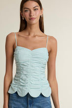 Load image into Gallery viewer, NEWEST ARRIVAL Dusty Blue Ruched Scallop Cami Top
