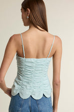 Load image into Gallery viewer, NEWEST ARRIVAL Dusty Blue Ruched Scallop Cami Top

